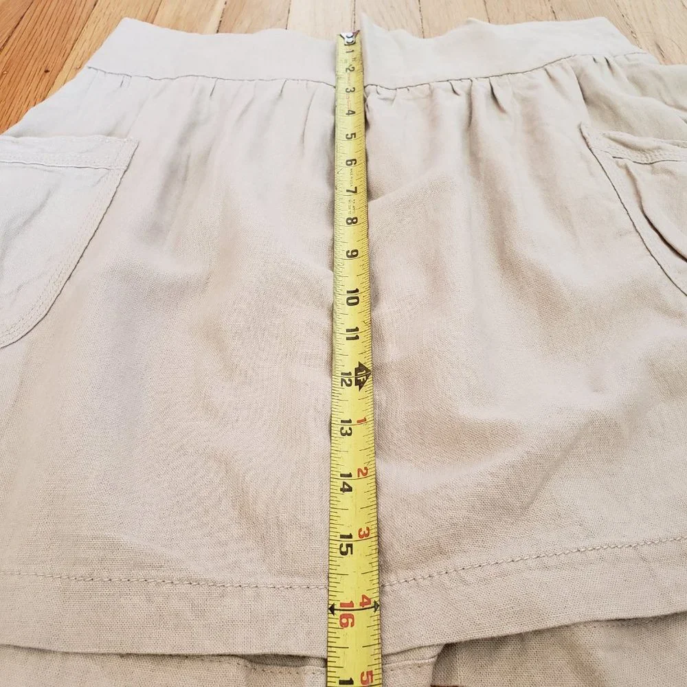 Old Navy Linen Blend Skirt Khaki Elastic Waist M